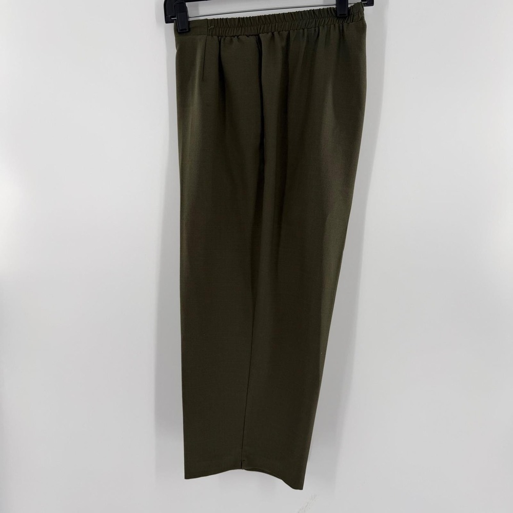 Tanjay Olive Green Elastic Waist Straight Leg Pull On Trousers Womens Size 16